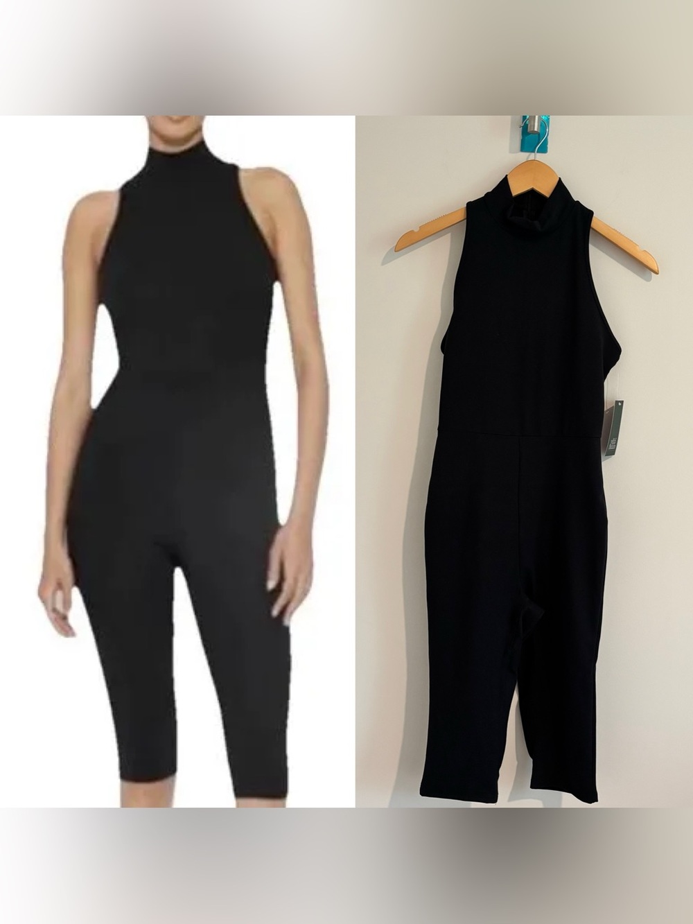 Wild Fable Butter bliss Mock sleeveless capri Jumpsuit Black Small NEW
